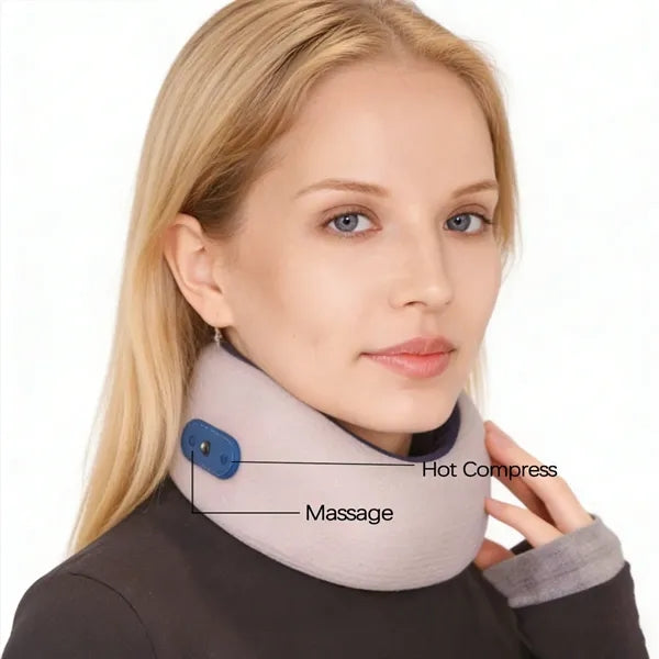 Portable Hot Compress Massage Neck Pillow for Travel Work