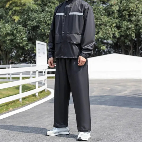 Oxford Thickened Cycling Rain Jacket Set Reflective Strip