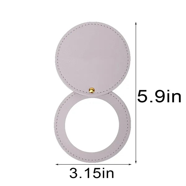 Mini portable PU leather travel pocket makeup compact mirror
