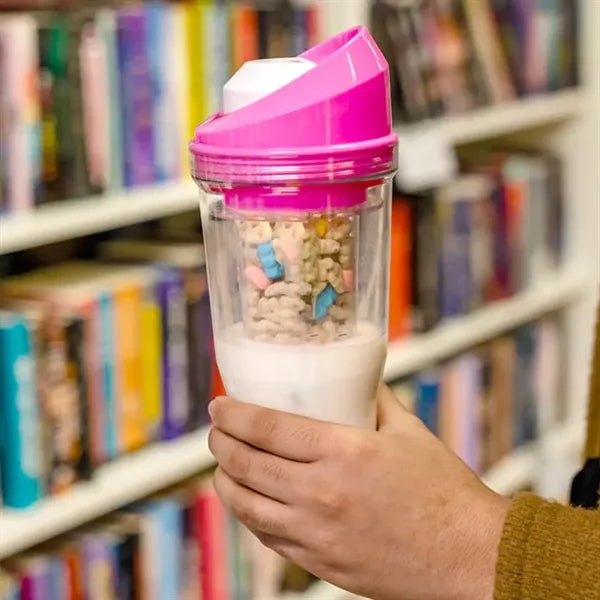 Portable Cereal and Milk Cup with Dual Compartments