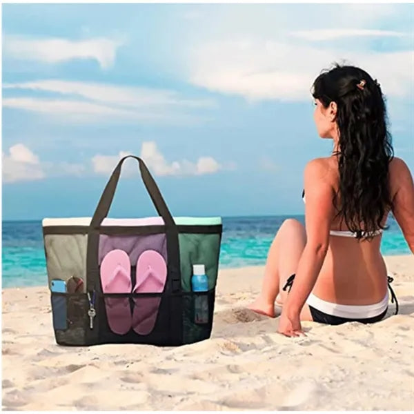 Large Mesh Beach Tote Bag for Sand Toys and Beach Gear
