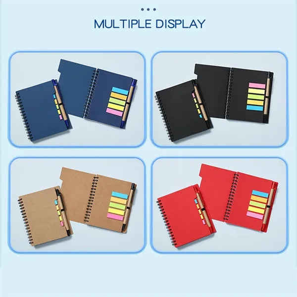 Spiral Notebook with Sticky Notes and Pen