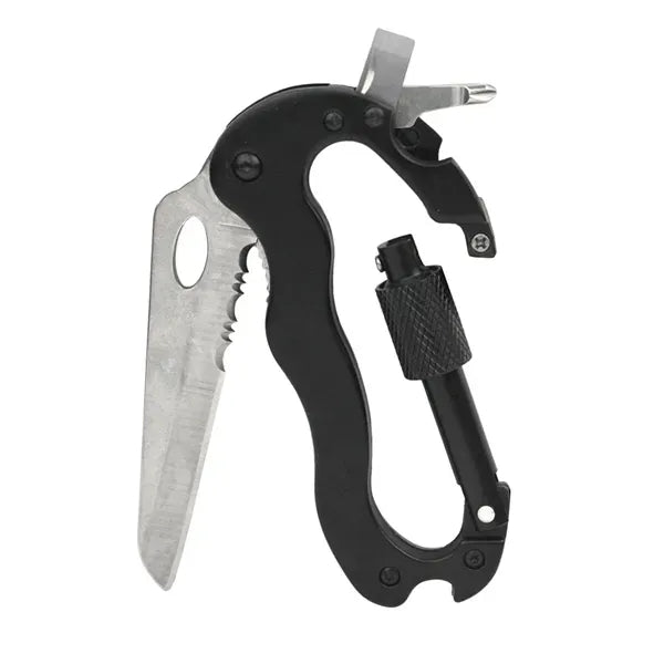 Multifunctional Carabiner With Opener Folding Knife
