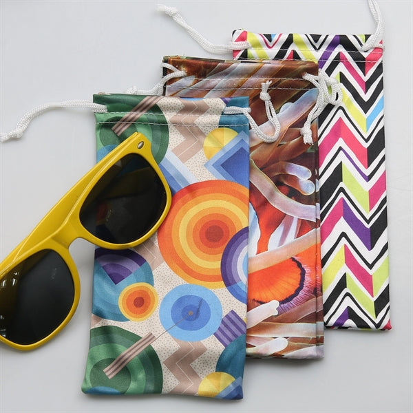 Full color drawstring microfiber eyeglass case and cleaner
