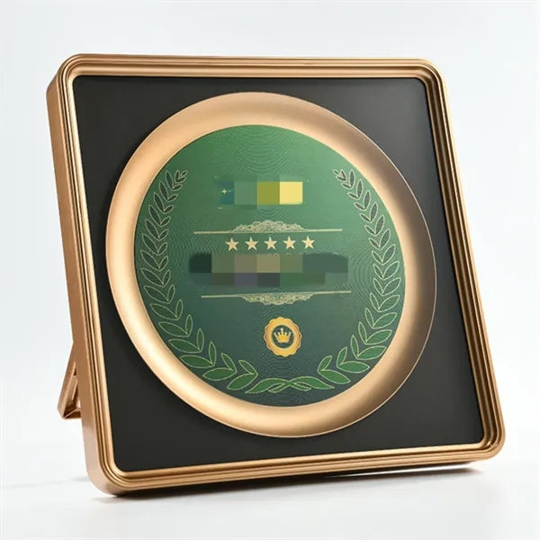 Acrylic Coating Gold Metal Award Corporate License Plaque