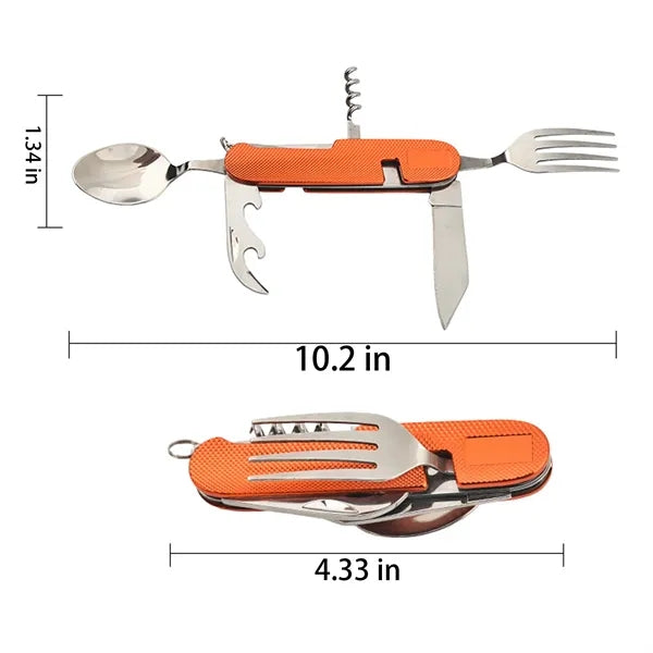 6-in-1 Folding Camping Fork/Spoon/Knife/Opener Utensil