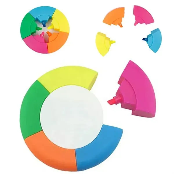 5-in-1 Round Highlighter Pen with Five Colors