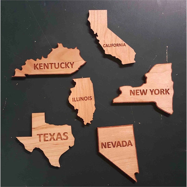 2" - State Shaped Hardwood Magnets