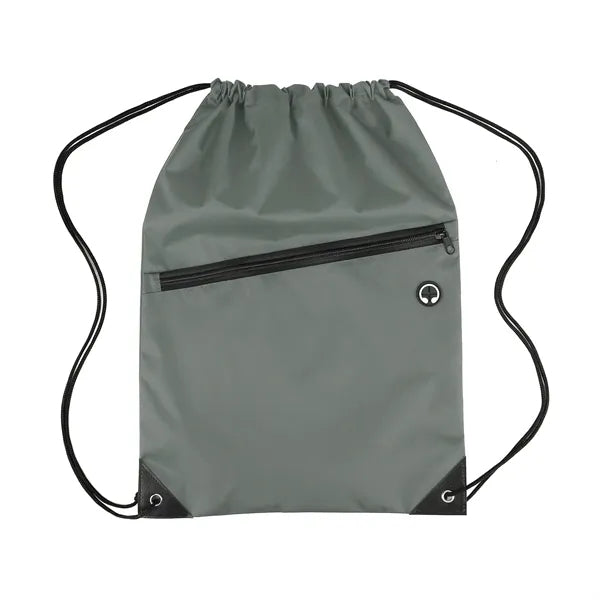 Nylon Cinch Backpack with Zipper Pocket