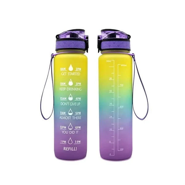 Large Water Bottle with Motivational Time Marker
