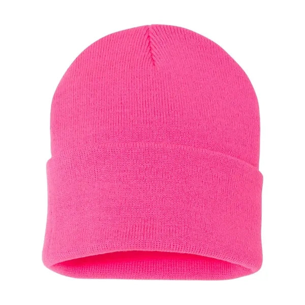 Cuffed Beanie With Faux Leather Patch