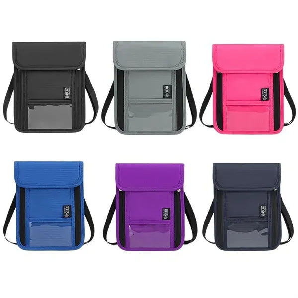 RFID Blocking Neck Travel Wallet Pouch Badge Holder