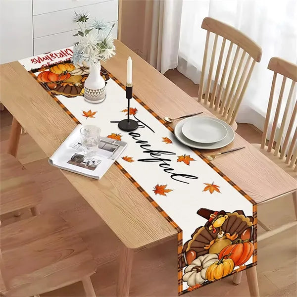Pumpkin Print Linen Tablecloth