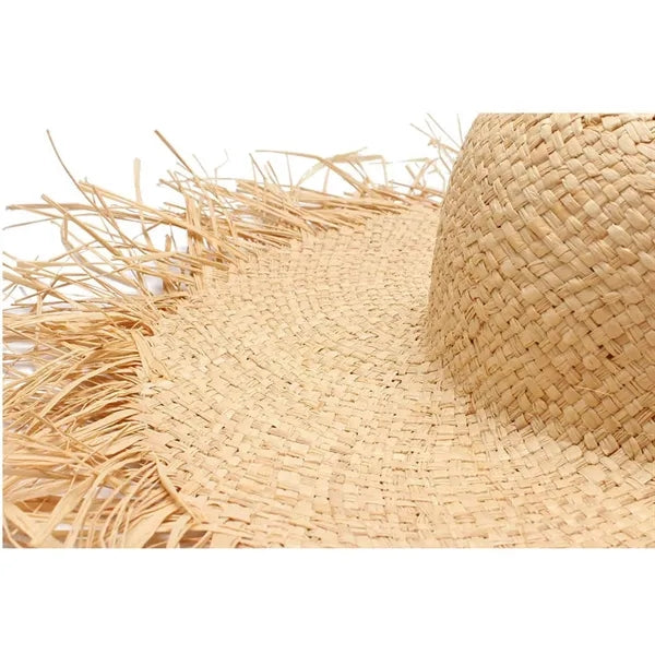 Natural Raffia Straw Wide Brim Sun Hat
