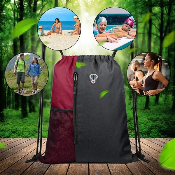 Drawstring Backpack With Water Bottle Mesh Pocket