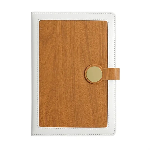 A5 PU Leather Metal Clasp Wood Grain Notebook
