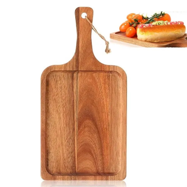 Wooden Food Serving Tray w/ Handle