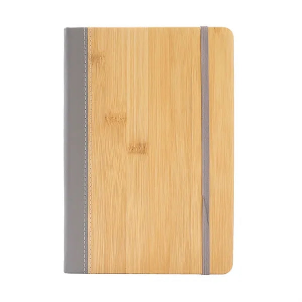 A5 Bamboo-Pattern PU Leather Notebook w/ Elastic Band