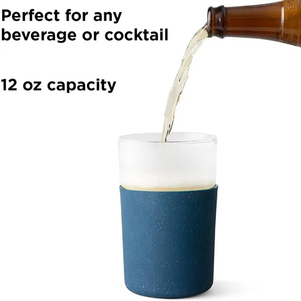 12oz Frozen Glass Beverage Tumbler w/ Silicone Sleeve