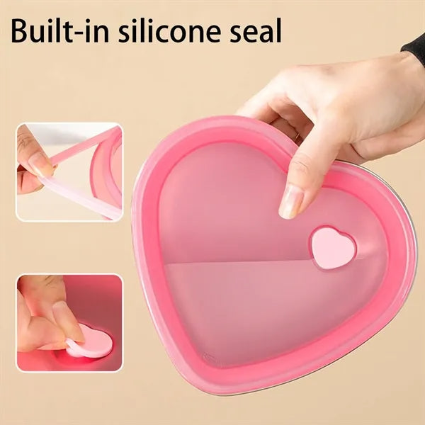 30oz Stainless Steel Heart Cake Containe w/ Lid