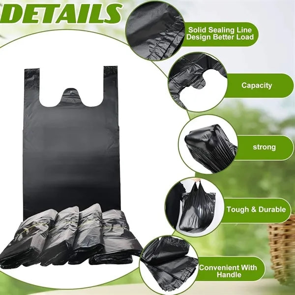 Large Capacity Black Garbage Bag w/ Handles