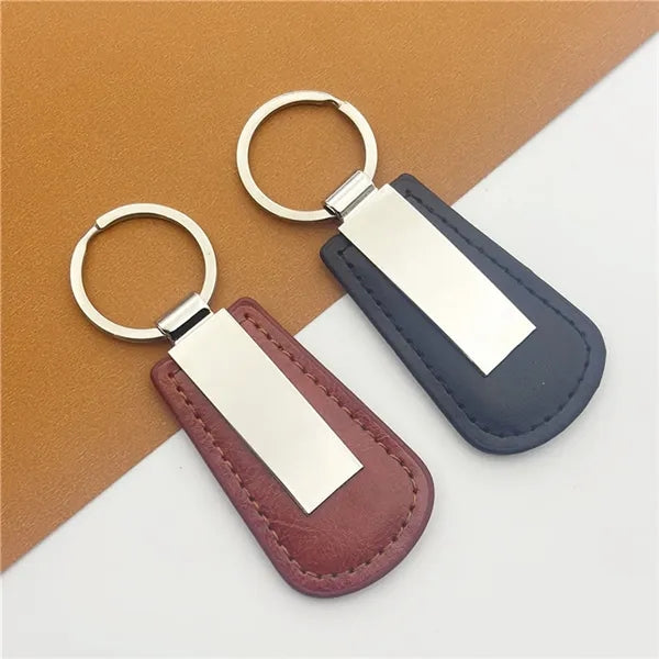Classic Rectangular PU Leather Keychain