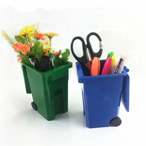 Mini Recycling Cart Trash Can Pen Holder