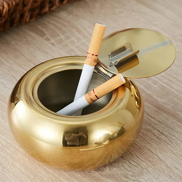 Heavy Duty Stainless Steel Ashtray w/ Lid
