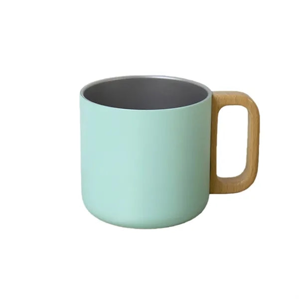 Stainless Steel Coffee Mug Wooden Handle