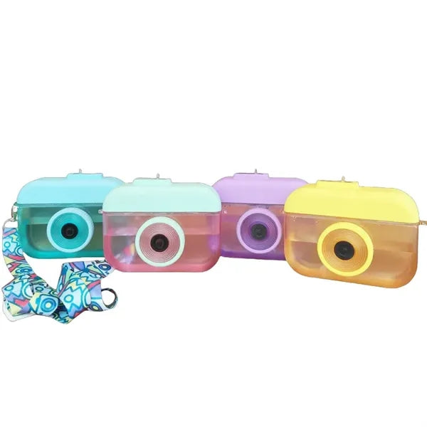 14 oz Camera Shape Plastic Straw Tumbler with Carry Strap