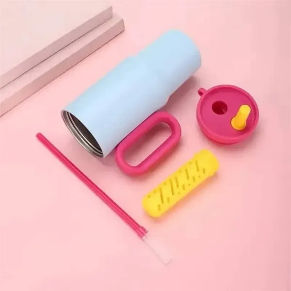 750ml Double Wall Vacuum Tumbler With Straw And Handle