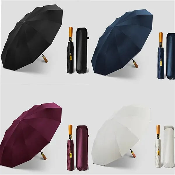 Automatic Wood Handle Windproof Umbrella