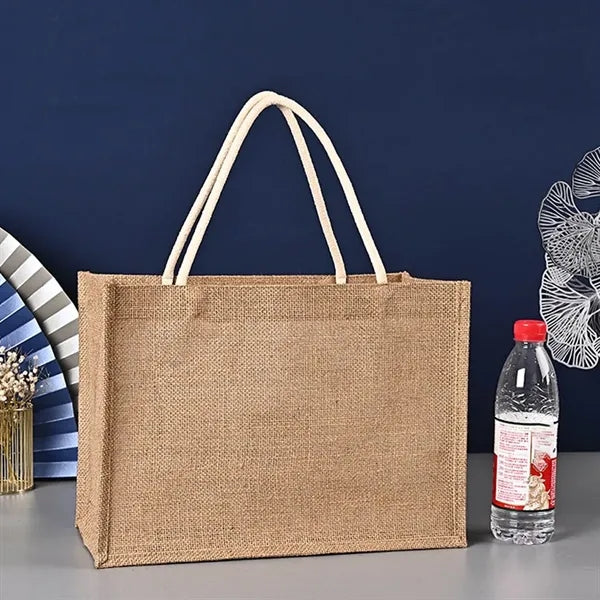 Large Landscape Natural Jute Burlap Tote Bag