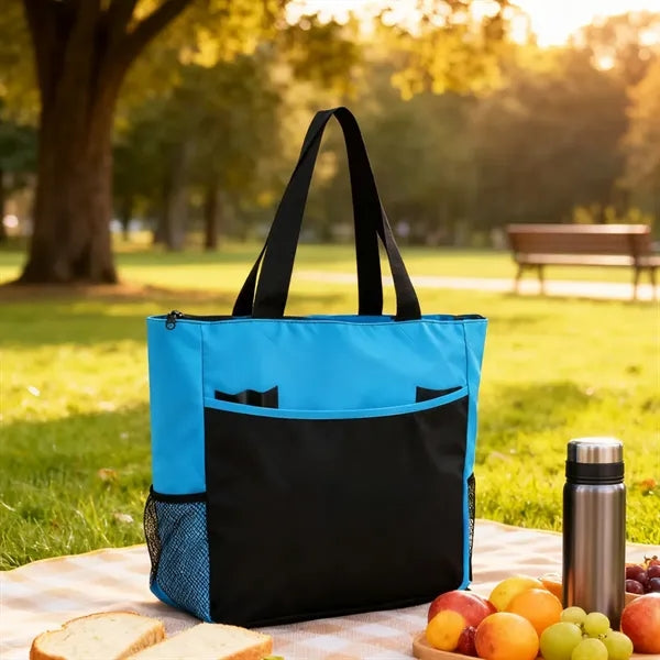 Two-Tone Non-Woven Exhibition Tote Bag With Front Pocket