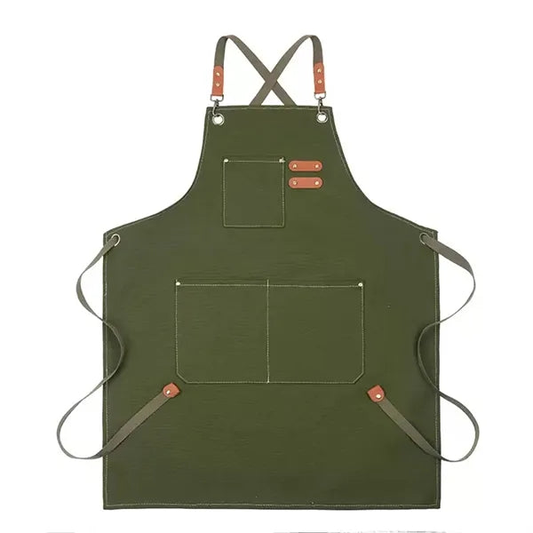 Canvas Aprons With 3 Pockets Cross Back Resistant Work