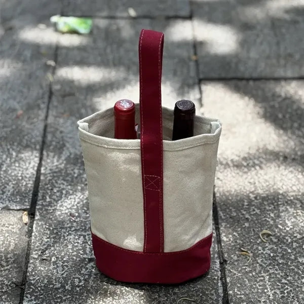 Two bottle cotton canvas wine tote