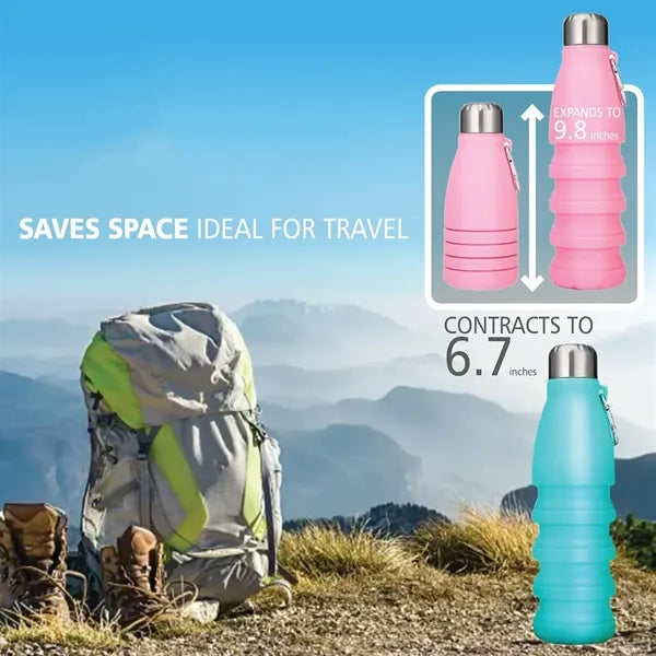 18 OZ Foldable Silicone Sports Water Bottle