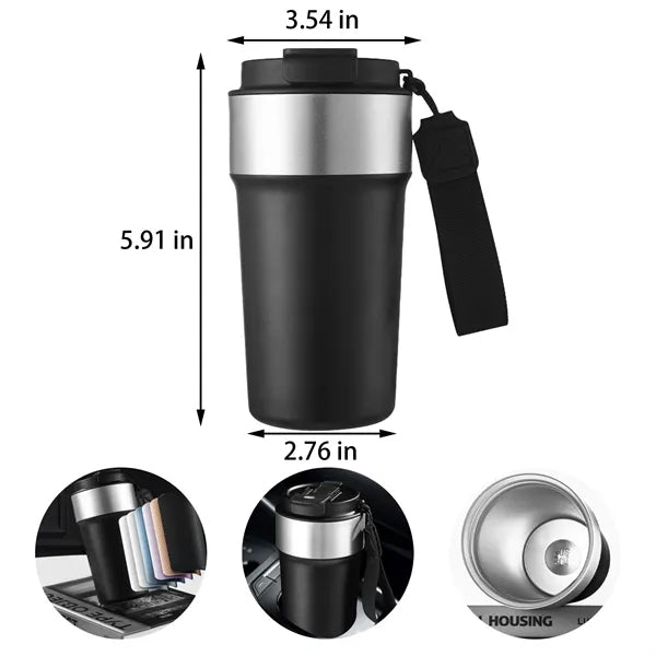 Portable Stainless Steel Straw Coffee Bottle With String