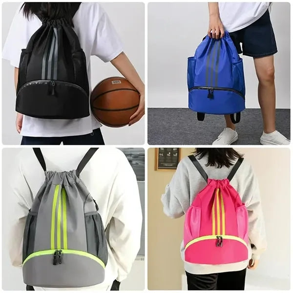 Waterproof Sports Drawstring Backpack with Shoe Compartment