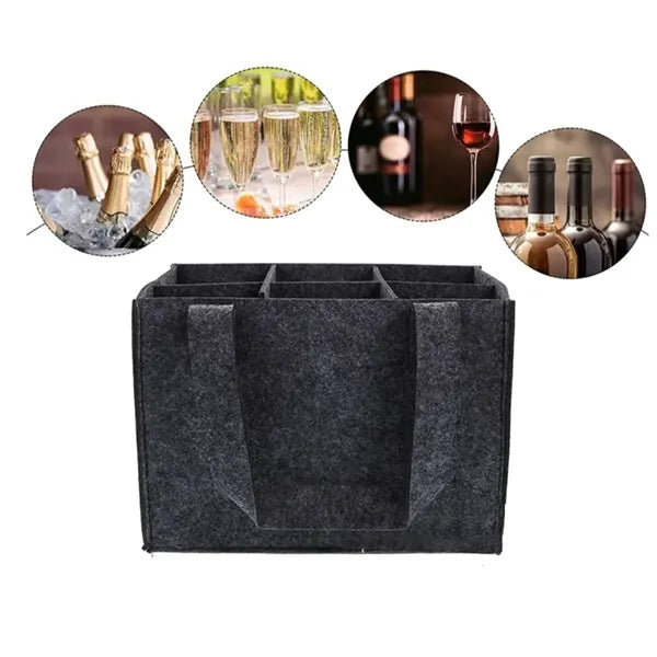 6 packed felt wine bottle bag