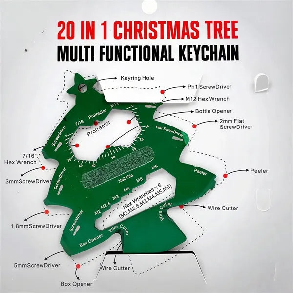 Christmas Tree-Shaped 20-in-1 Tool Card