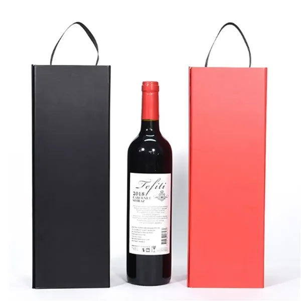 Collapsible Cardboard Single Wine Bottle Gift Box Tote
