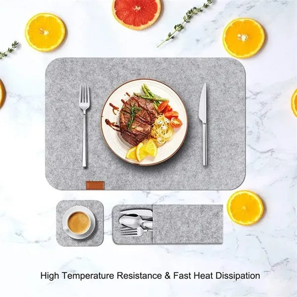 Absorbent Insulated Knife & Fork Pouch Placemat Set