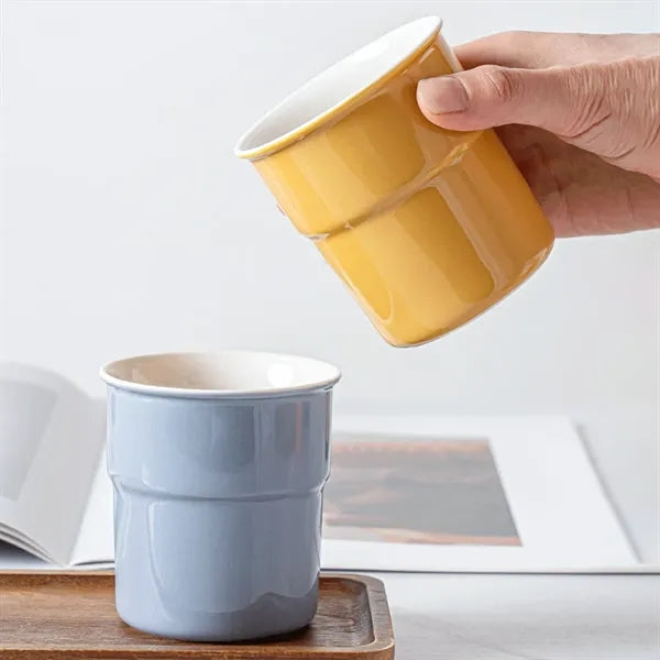 230ml Matte Blue Ceramic Handheld Coffee Cup