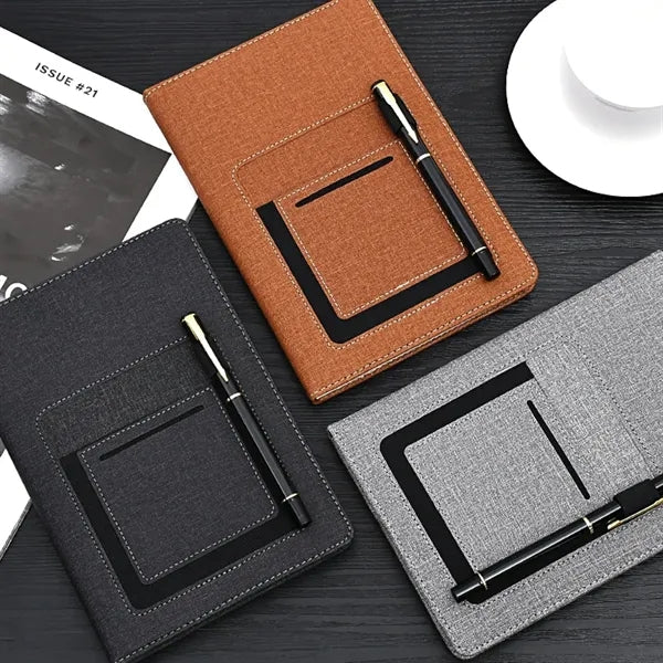 PU Leather Business Notebook with Pen Holder & Card Slot