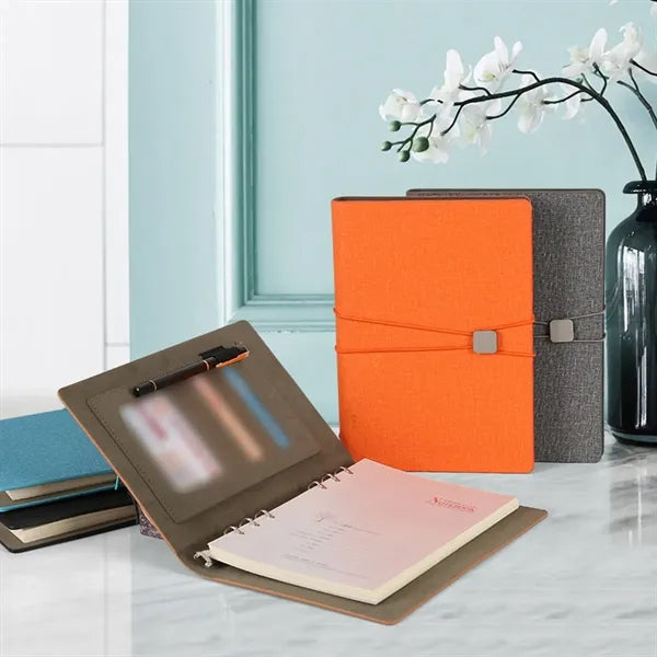 A5 PU Leather Binder Notebook with Elastic Strap