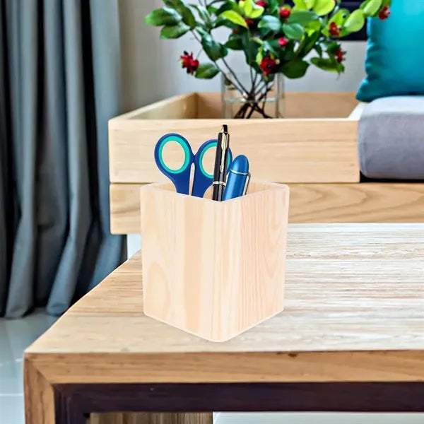 Natural Wooden Pen Holder Desk Organizer