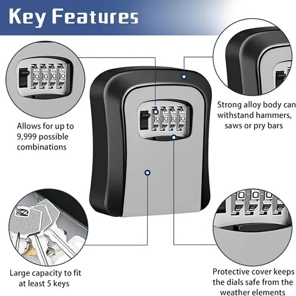 Key Lock Box with Code Hidden Holder
