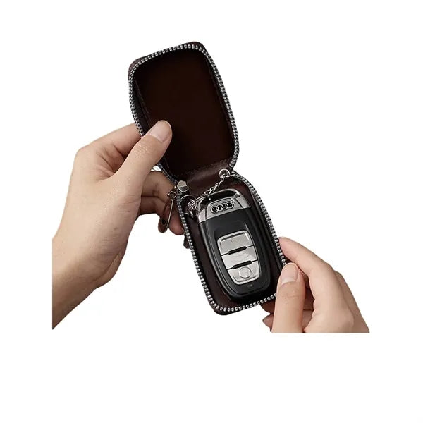 Universal PU Leather Zipper Car Key Pouch