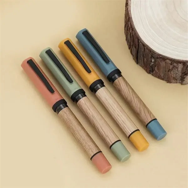 Natural Wood Barrel Refillable Fountain Pen